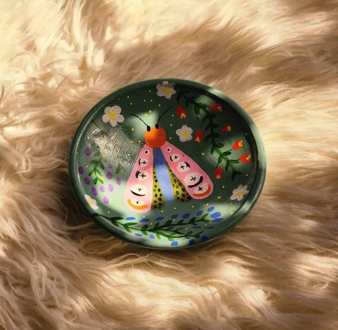 Floral Moth Trinket Dish