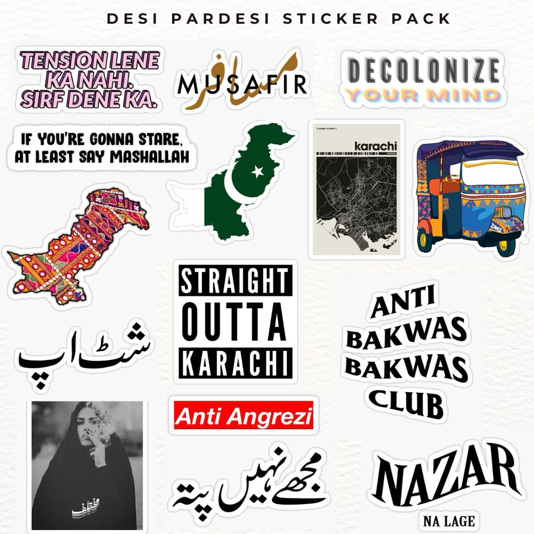 Desi Pardesi Sticker Pack (15 Stickers)