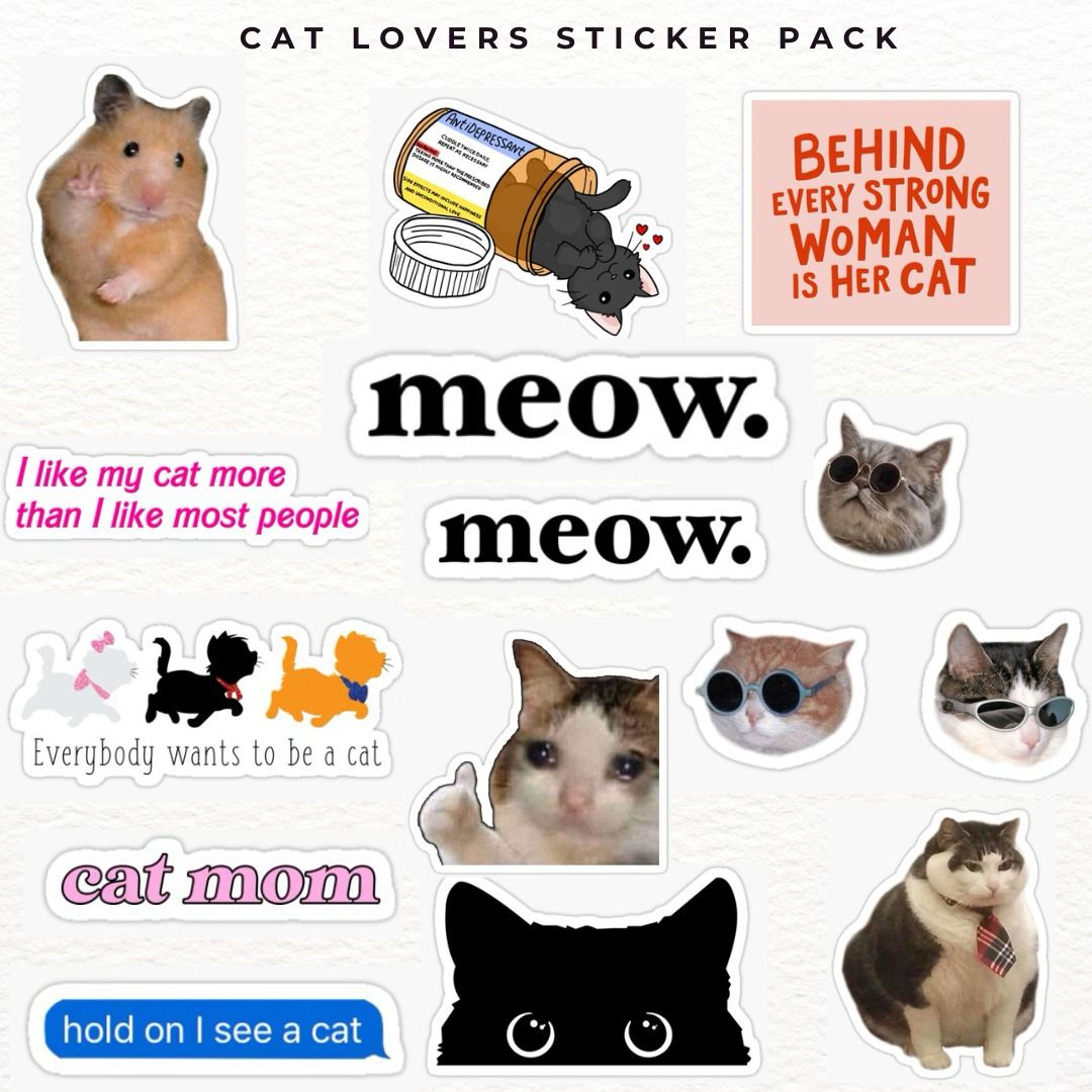 Cat Lovers Sticker Pack (15 Stickers)