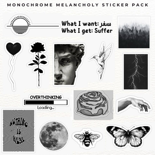 Monochrome Melancholy Sticker Pack (15 Stickers)