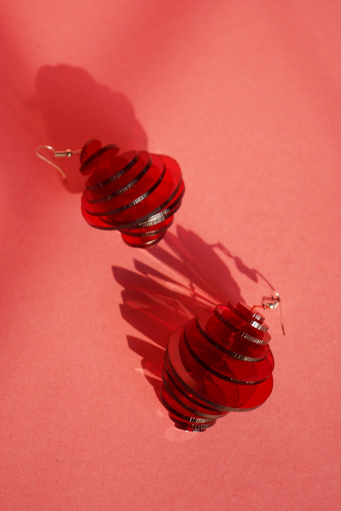 Tornado Acrylic Earrings - Red