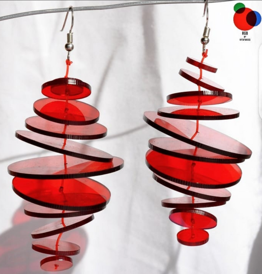 Tornado Acrylic Earrings - Red